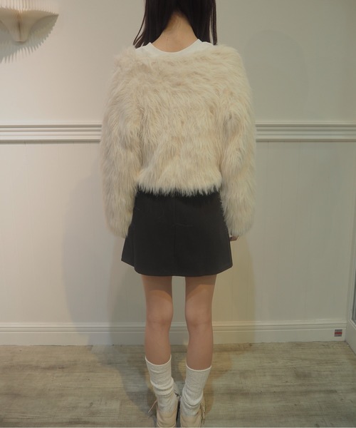 LA POMME petit カーディガン Fuzzy Heart Applique Cardigan