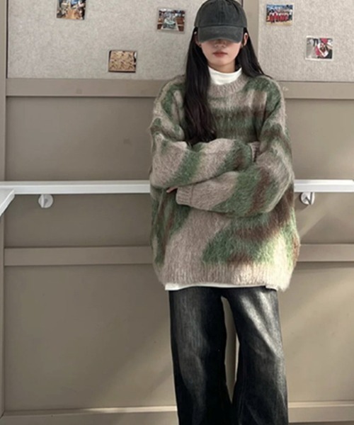 MARK&LONA カモフラージュニットセーター美品 JIGGYS SHOP（ジギーズショップ） ニットセーター メンズ トップス