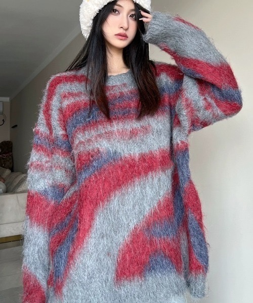 LACーVERT ニット セーター カモフラージュ柄 ビッグシャギーニット