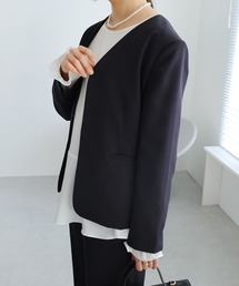 訳あり未使用品【ESCADA】ノーカラー ジャケット 40 定価156200円 evernavy スーツ ノーカラージャケット レディース : ZOZOTOWN