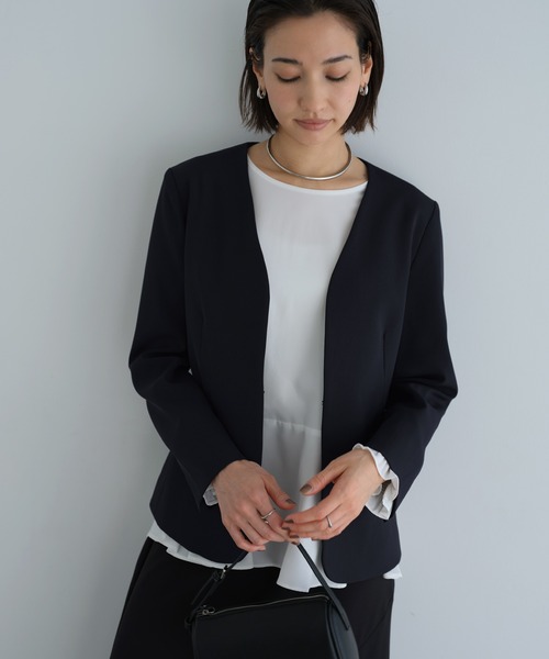 evernavy スーツ ノーカラージャケット レディース : ZOZOTOWN Yahoo