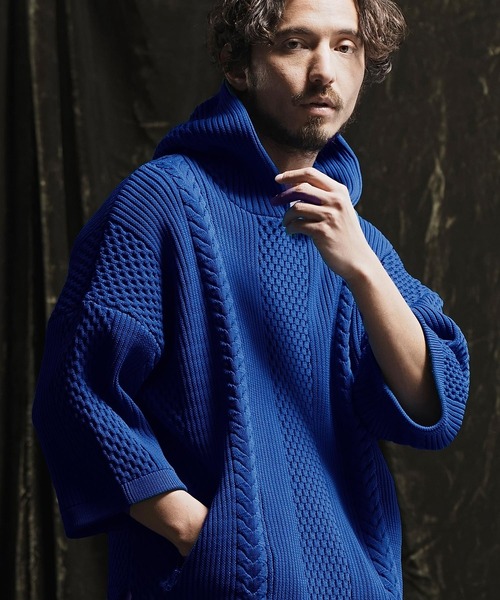 ANGENEHM（アンゲネーム） パーカー mpa3414- Light yarn cable stitch