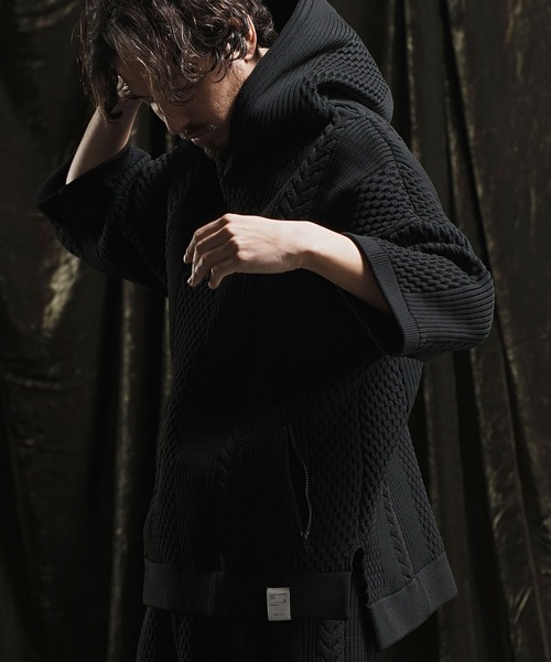 ANGENEHM cable stitch short sleeve パーカー ANGENEHM（アンゲネーム） パーカー mpa3414- Light yarn cable stitch