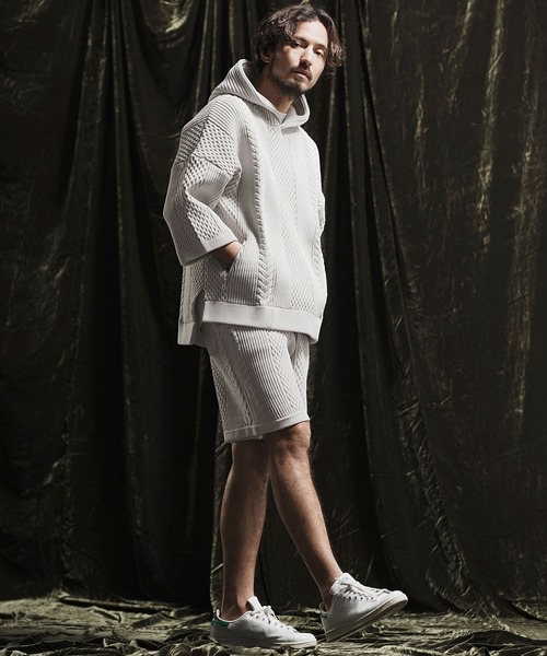 ANGENEHM cable stitch short sleeve パーカー ANGENEHM（アンゲネーム） パーカー mpa3414- Light yarn cable stitch