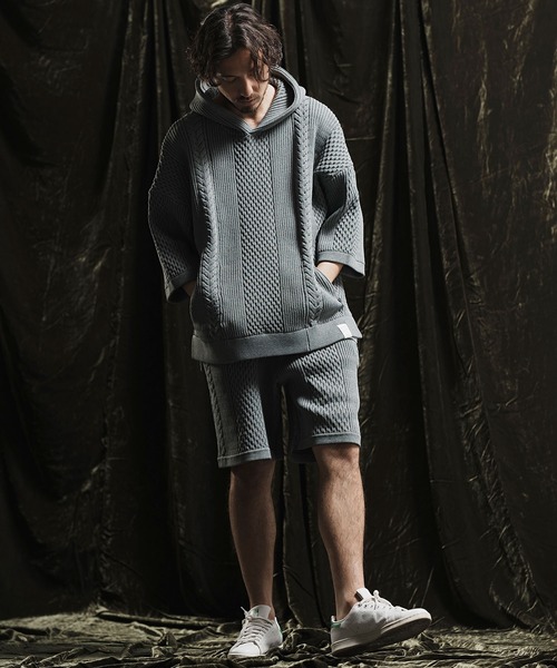 ANGENEHM（アンゲネーム） パーカー mpa3414- Light yarn cable stitch