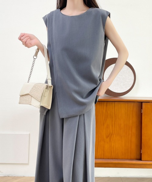 ABITOKYO セットアップ カシュクールベス＆タックワイドパンツ