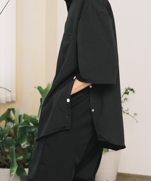ROOP TOKYO シャツ サイドスリット レギュラーカラー半袖シャツ