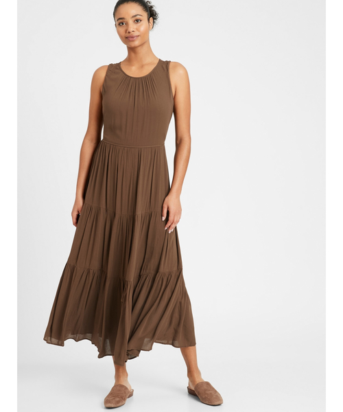 BANANA REPUBLIC」 ノースリーブワンピース X-SMALL ブラウン 