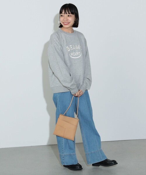 BEAMS HEART トレーナー スウェット スマイル刺繍 クルー