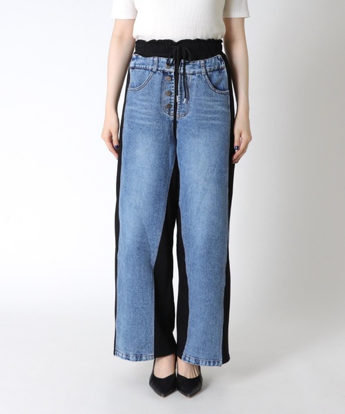 リメイクデニム　4zipデニム　デニム＆ジャージ　ワイドデニム　ブラックデニム リメイクデニム 4zipデニム デニム＆ジャージ ワイドデニム ブラックデニム