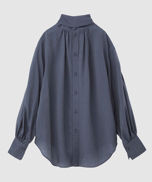 ROPE◆ブラウス/FREE/シルク/BLU/NALYA ROPE' ブラウス シャツ 「NALYA」シルク混2WAYシアーシャツ