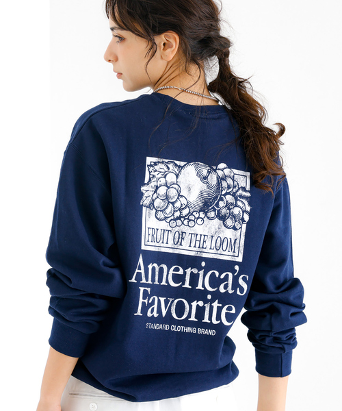 トレーナー スウェット 「FRUIT OF THE LOOM」ロゴスウェット / バックプリント / PRINT LOGO SWEAT / 長袖「WE FRUIT OF THE LOOM トレーナー スウェット 「FRUIT LOOM」ロゴ