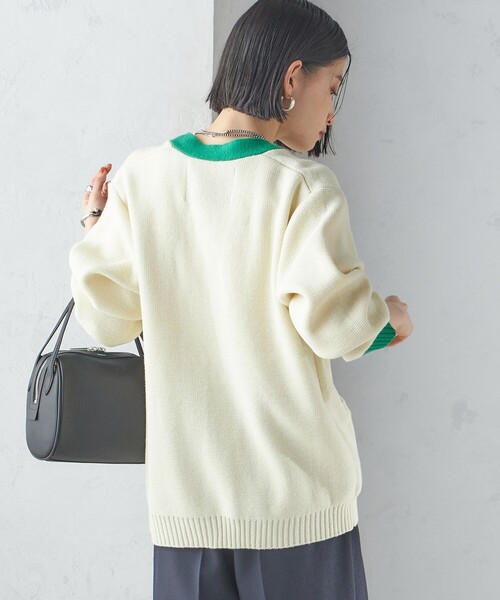 カーディガン 「SHIPS別注」LOGAN KNITTING MILLS: Vネック パッチ カーディガン レディース LOGAN knitting mills カーディガン 「SHIPS別注」LOGAN