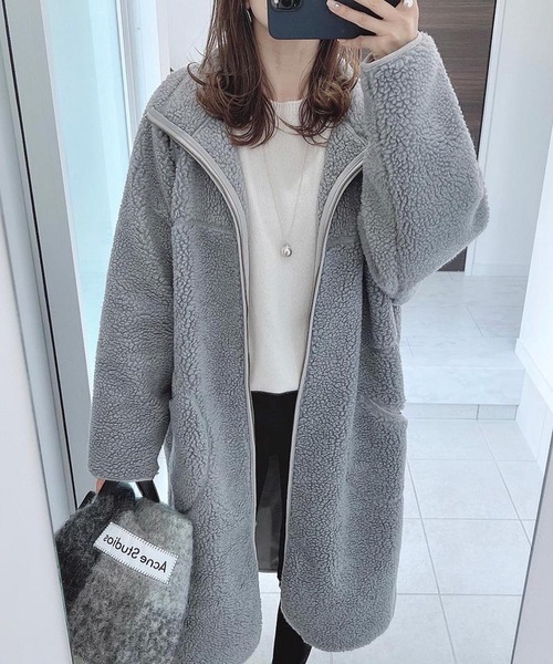 コート アウター スタンドカラーボアコート レディース : ZOZOTOWN