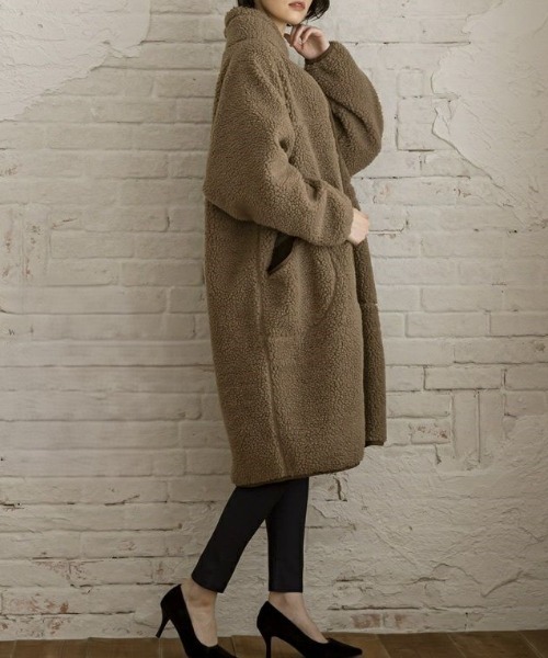 コート アウター スタンドカラーボアコート レディース : ZOZOTOWN