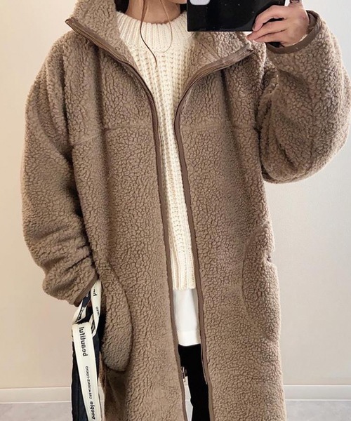 コート アウター スタンドカラーボアコート レディース : ZOZOTOWN 