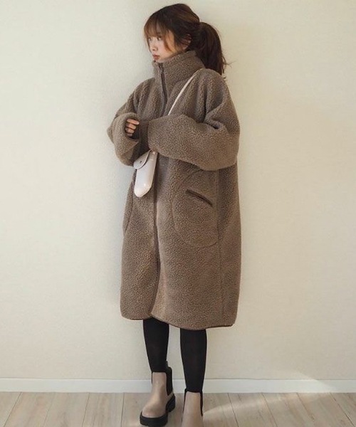 コート アウター スタンドカラーボアコート レディース : ZOZOTOWN