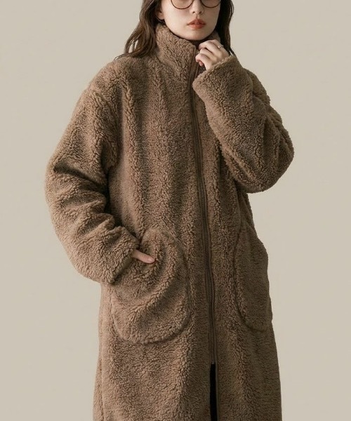 コート アウター スタンドカラーボアコート レディース : ZOZOTOWN