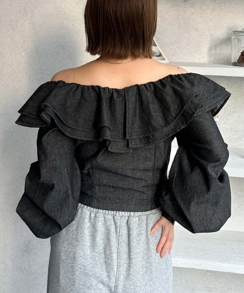 styling/ - styling/ スタイリング ラッフルショルダートップス