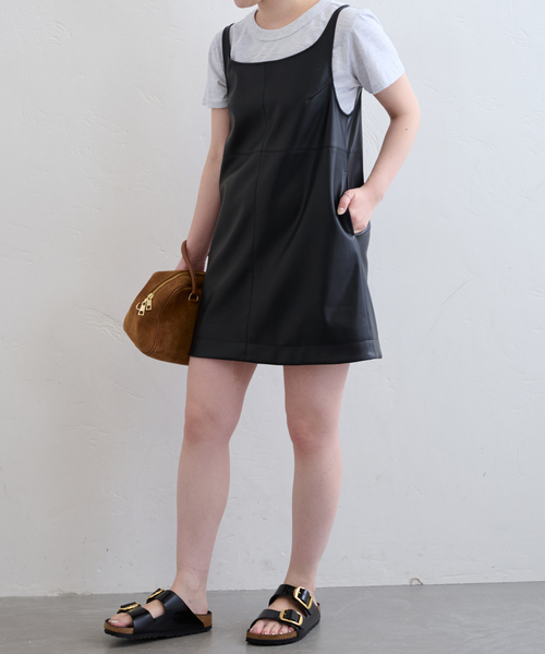 U by SPICK&SPAN ワンピース フェイクレザーミニワンピース