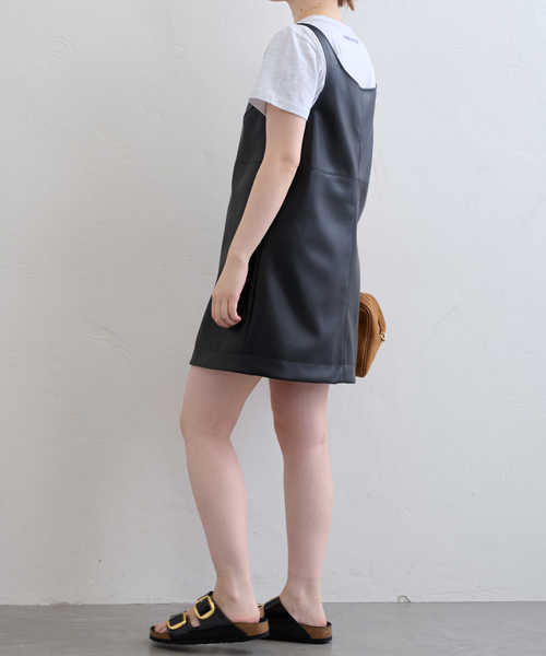 U by SPICK&SPAN ワンピース フェイクレザーミニワンピース