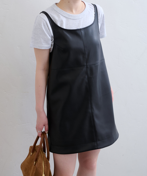 LOUIS VITTON レザー使い ミニワンピース U by SPICK&SPAN ワンピース フェイクレザーミニワンピース