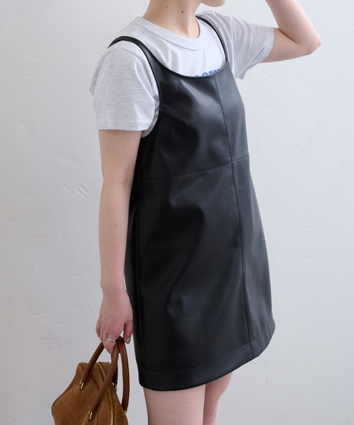 U by SPICK&SPAN ワンピース フェイクレザーミニワンピース