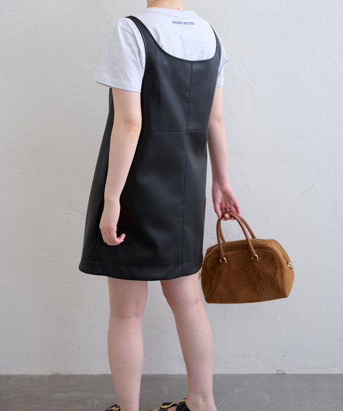 U by SPICK&SPAN ワンピース フェイクレザーミニワンピース