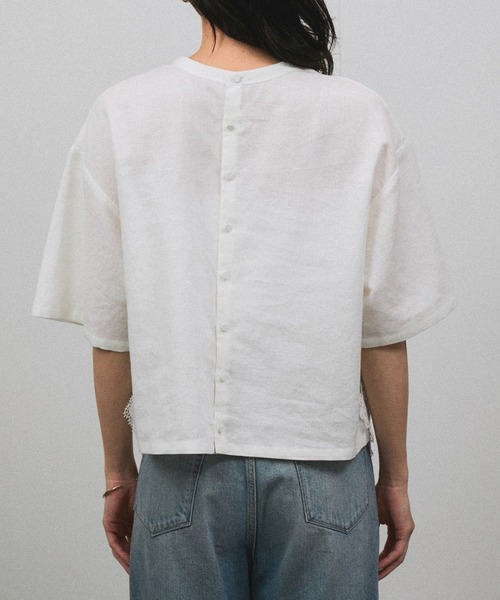tシャツ ヘムクロスレースハーフスリーブプルオーバー レディース SALON adam et rope' tシャツ ヘムクロスレースハーフスリーブ