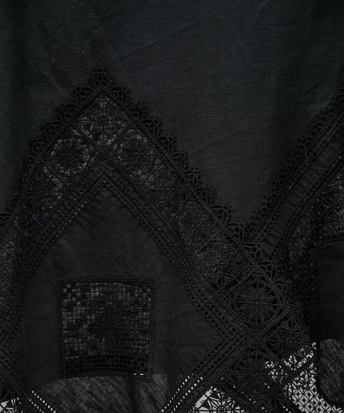 SALON adam et rope' tシャツ ヘムクロスレースハーフスリーブ