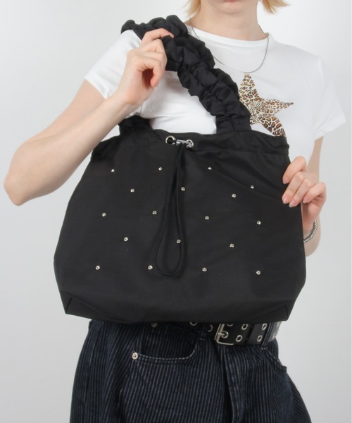 IMARI トートバッグ 「 IMARI / イマリ 」 ラインストーン ギャザー