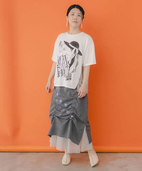 トップス SALE is ScoLar イズ スカラー 551233 女性とコスメプリント 異素材切替プルオーバー カジュアル フェミニン ガーリー 原宿系 個性的 ポイント iS ScoLar トップス SALE is イズ スカラー 551233 女性とコスメ