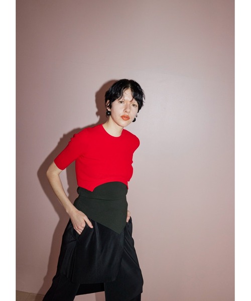 ニット セーター CIRCLE CUT KT TOP レディース OMMO ニット セーター CIRCLE CUT SHORT KT TOP レディース
