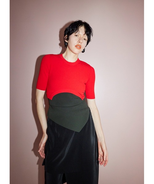 ニット セーター CIRCLE CUT SHORT KT TOP レディース OMMO ニット セーター CIRCLE CUT SHORT KT TOP レディース