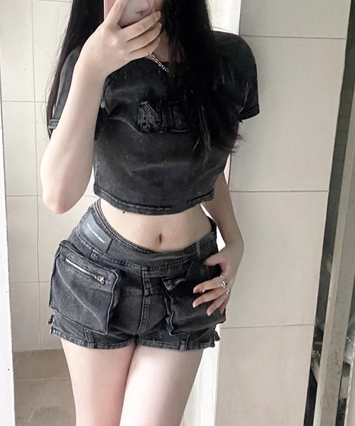 Riff（リフ） tシャツ ヴィンテージ風ショート丈Tシャツ レディース