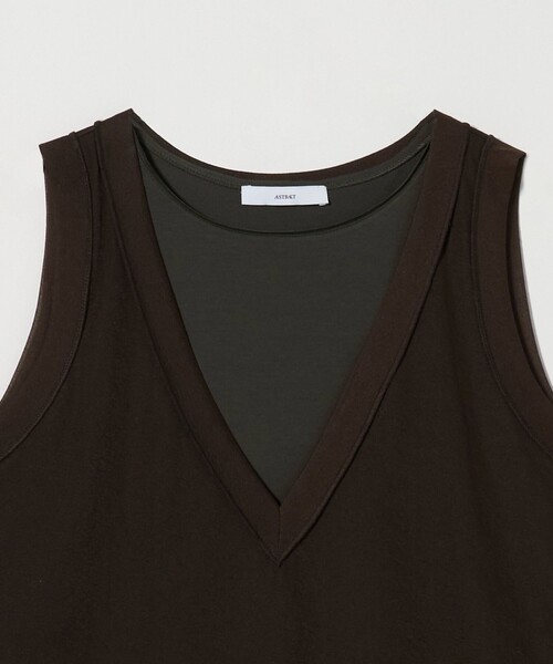 tシャツ 「ASTRAET」テンジクxシフォン レイヤード ノースリーブカットソー レディース ASTRAET tシャツ 「ASTRAET」テンジクxシフォン レイヤード