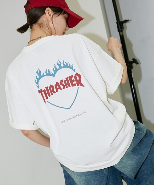 THRASHER tシャツ THRASHER/スラッシャー バックロゴフレイム