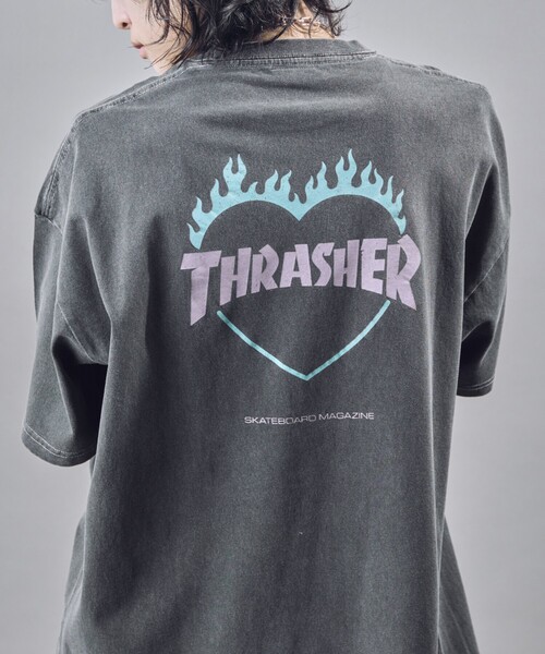 激レア THRASHER ファイヤーハートロゴ Tシャツ Mアッシュグレー THRASHER メンズ半袖Tシャツ、カットソー｜トップス