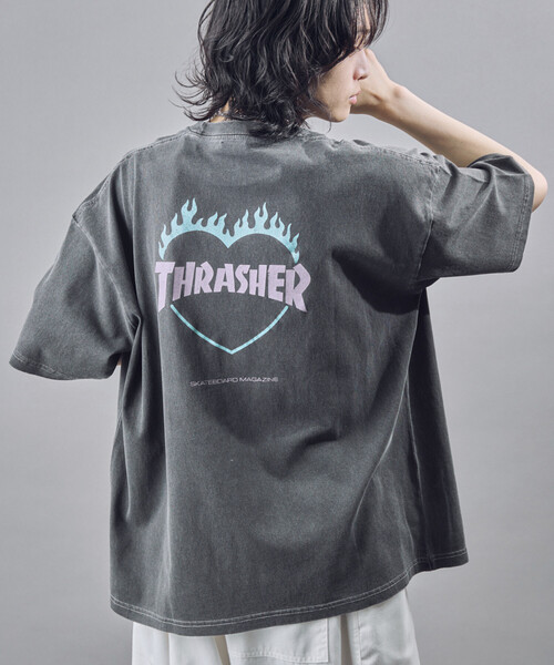 THRASHER（スラッシャー） tシャツ バックロゴフレイムハート Tシャツ