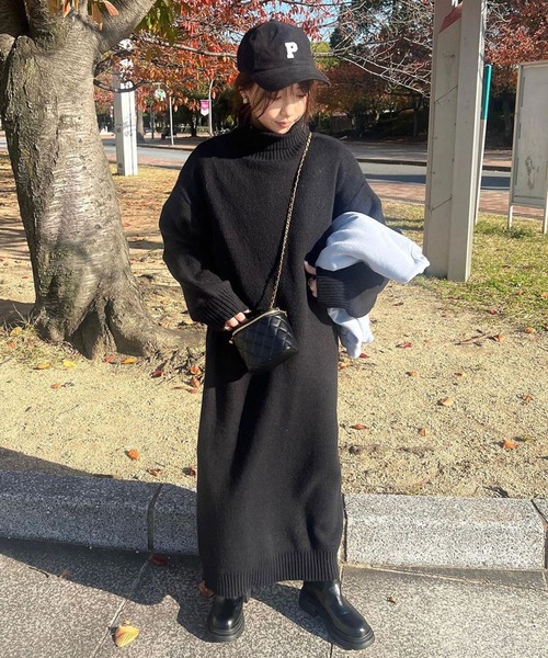 「Riberry」 ニットワンピース FREE チャコールグレー レディース_画像2