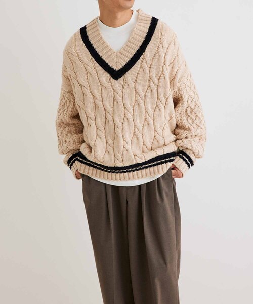 ADAM ET ROPE' 「ADAM ROPE'」 Vネックニット M キナリ メンズ