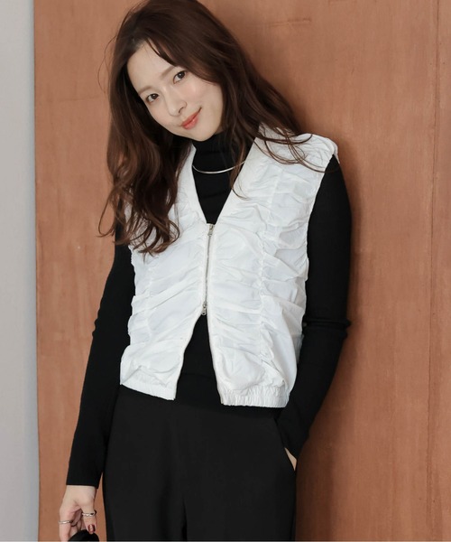 ベスト ジレ シャーリングダブルジップベスト レディース : ZOZOTOWN