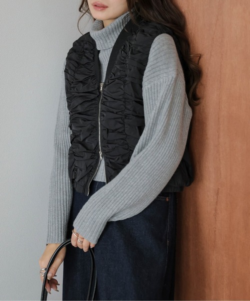 ベスト ジレ シャーリングダブルジップベスト レディース : ZOZOTOWN