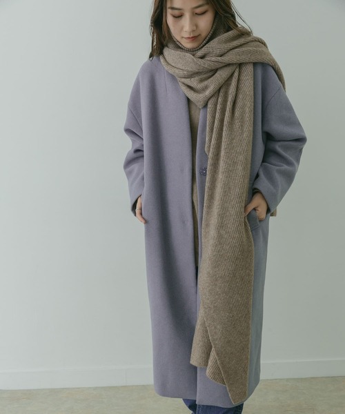 「KBF+」 ノーカラーコート ONE ライトブルー レディース_画像5