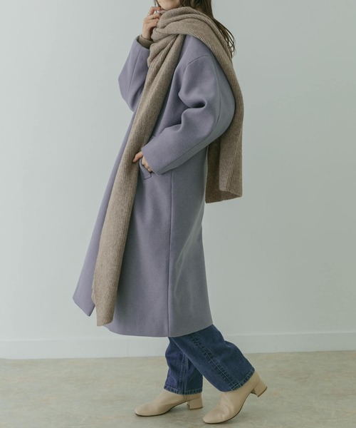 「KBF+」 ノーカラーコート ONE ライトブルー レディース_画像7