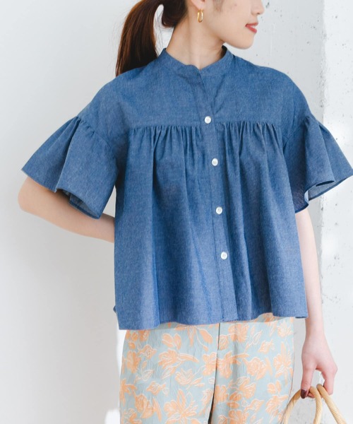 「F by ROSSO」 半袖シャツ FREE ブルー レディース F by ROSSO 「F ROSSO」 半袖シャツ FREE ブルー レディース