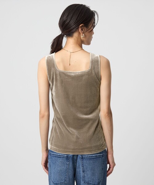 【美品】45R　レーヨンダンプのノースリーブトップ　タンクトップ　ベージュ　M FRAMeWORK タンクトップ ノースリーブ ATON/エイトン 12/-AIR SPINNING