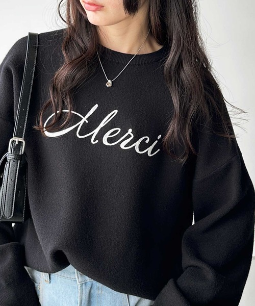 GeeRA（ジーラ） ニット セーター チェーンロゴ刺繍もちもちニットプル
