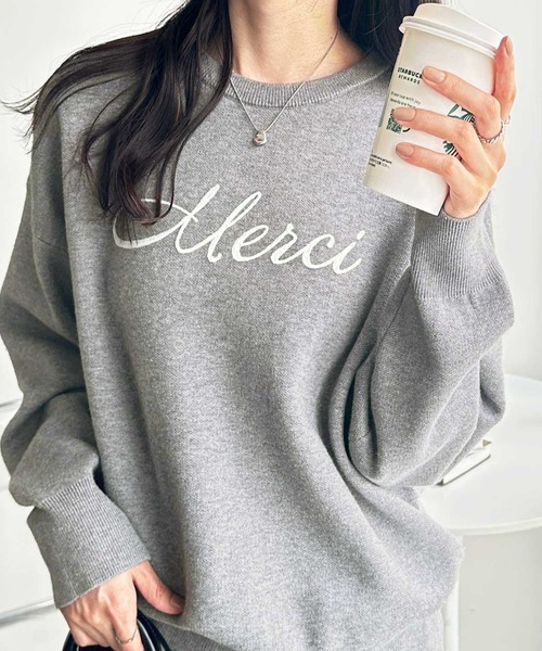 GeeRA（ジーラ） ニット セーター チェーンロゴ刺繍もちもちニットプル