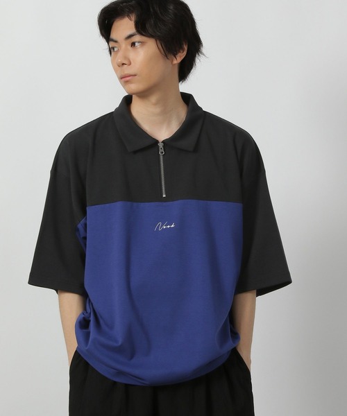 LAKOLE（ラコレ） tシャツ バイカラーハーフZIPロゴT / 578548 メンズ